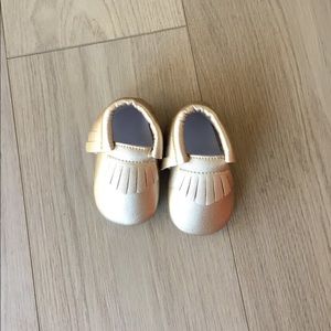 NEW Gold Baby Moccasins